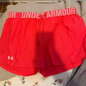 Under Armour Hot Pink Women's Athletic Shorts with Logo Waistband